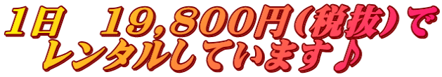1日　19,800円(税抜)で 　レンタルしています♪